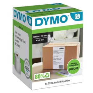 Dymo Labelwriter Lever Arch File Labels | 104 Mm X 159 Mm | Självhäftande | Rulle Om 220 Etiketter Som är Lätta Att Dra Av | För Labelwriter 5xl/4xl-märkmaskiner  3501170904985