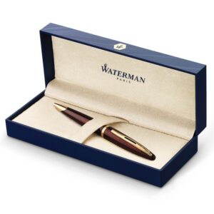 Waterman Carène Marine Amber Kulspetspenna | Blank Brun & Svart Med 23k Guldklämma | Medium Point Med Blå Bläckpatron | Presentförpackning  3501170700945